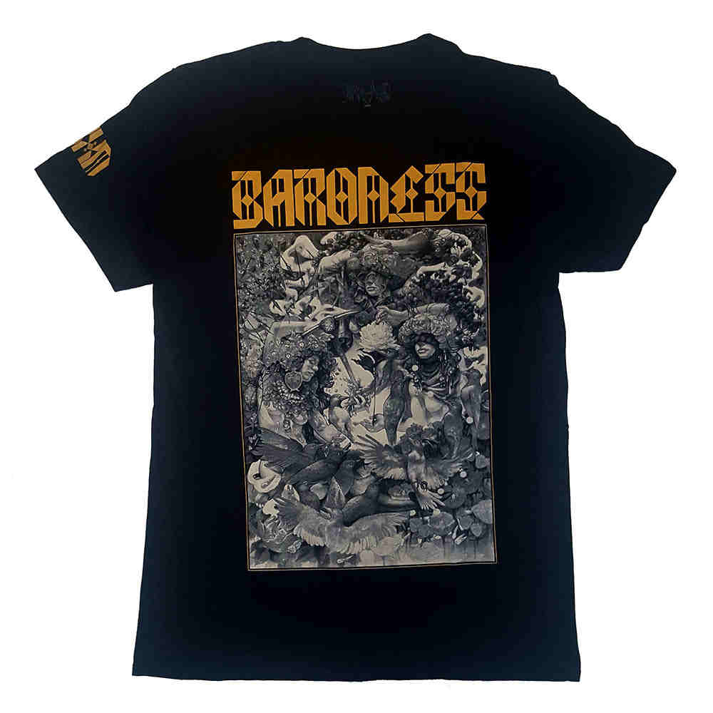 Baroness - Gold & Grey Dateback Heren Tshirt - Zwart